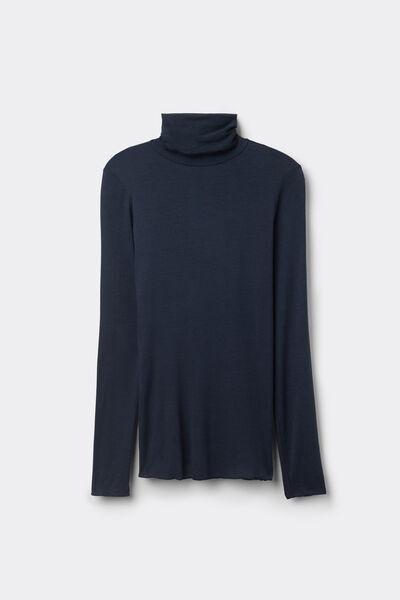 Blue Modal Cashmere Ultralight High-Neck Top, , large image number 2