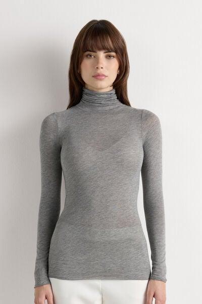 Grey Ultralight Long Sleeve Cashmere Top, 5601_456J, medium