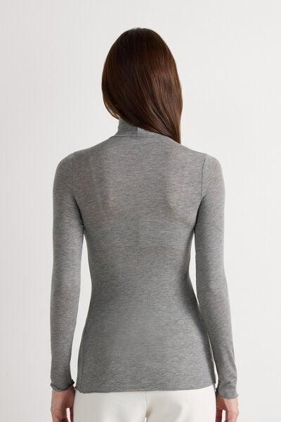 Grey Ultralight Long Sleeve Cashmere Top, 5601_456J, medium