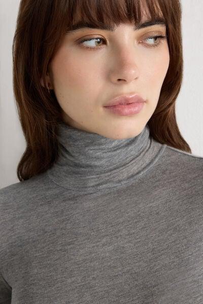 Grey Ultralight Long Sleeve Cashmere Top, 5601_456J, large image number 5