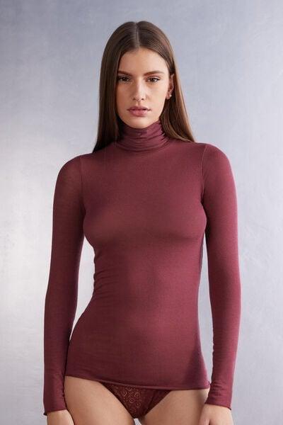 Red Modal Cashmere Ultralight High-Neck Top, 5601_653J, large image number 0