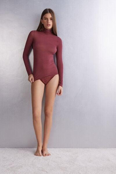 Red Modal Cashmere Ultralight High-Neck Top, 5601_653J, large image number 1