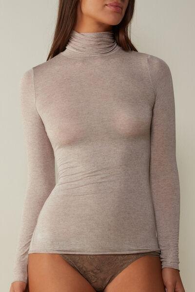 Beige Ultralight High-Neck Top, , medium