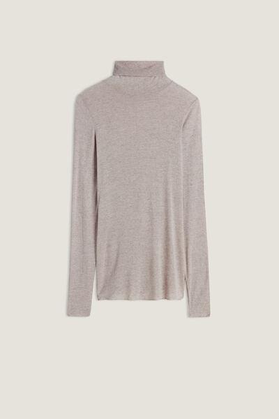 Beige Ultralight High-Neck Top, , large image number 2