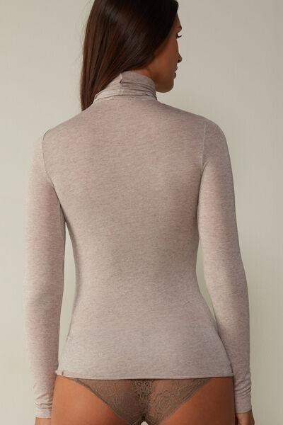 Beige Ultralight High-Neck Top, , large image number 3