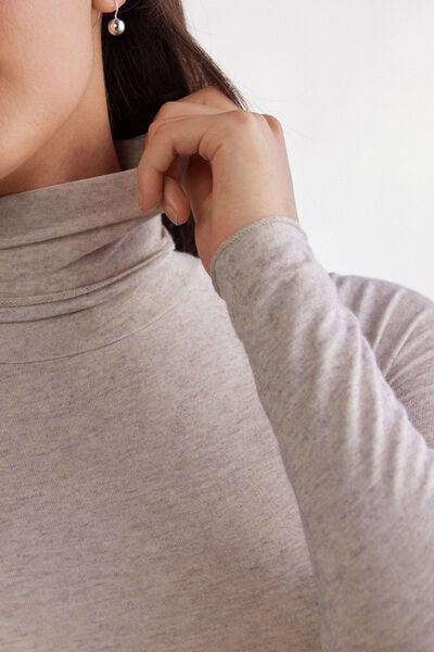 Beige Ultralight High-Neck Top, Shell Beige Blend, large image number 8