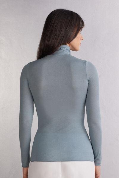 Blue Ultralight High-Neck Blouse, , large image number 3