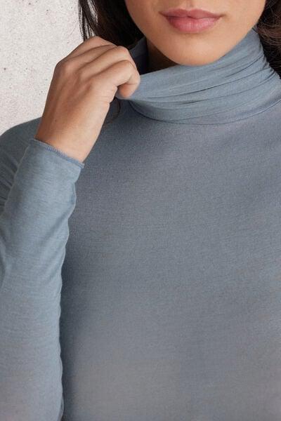 Blue Ultralight High-Neck Blouse, 5601_850J, large image number 5