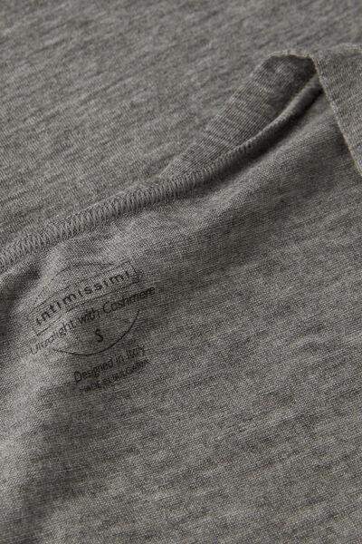 Grey V-Neck Long Sleeve Cashmere Shirt, 5601_456J, large image number 4