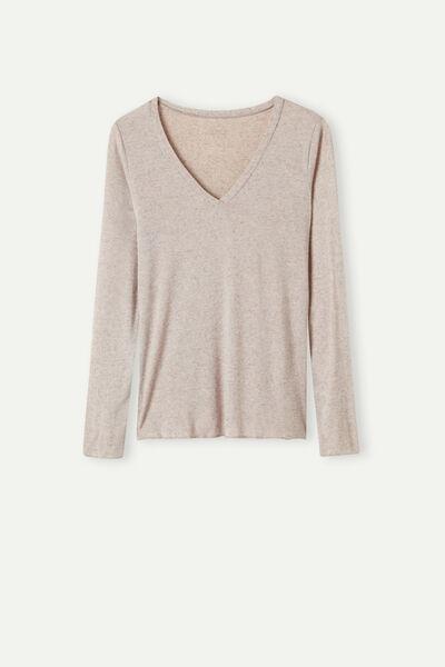 Grey Long-Sleeved V-Neck Top, , large image number 2