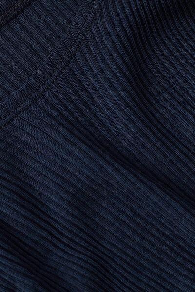 Blue Ribbed Long-Sleeved Sweater, , large image number 4