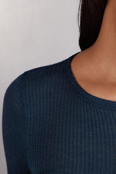 Blue Ribbed Long-Sleeved Sweater, Intense Blue, large image number 5