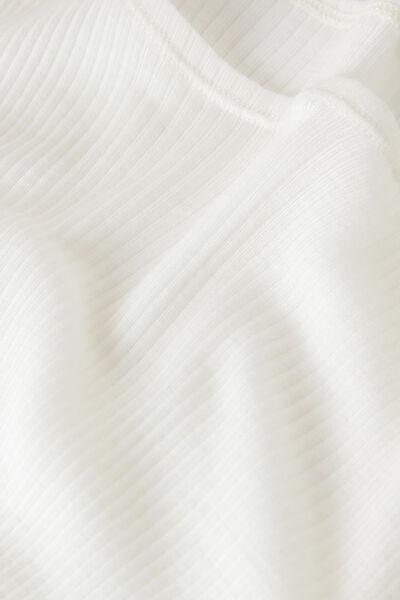 White Ribbed Long-Sleeved Sweater, , large image number 4
