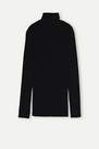Intimissimi - Black Long-Sleeve High-Neck Tubular Top In Wool And Silk, Women