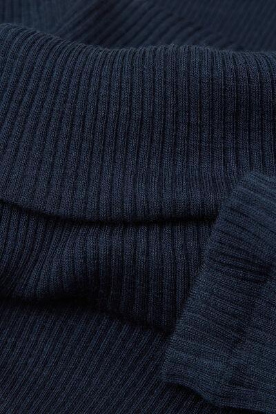 Blue High-Neck Ribbed Sweater, , large image number 4
