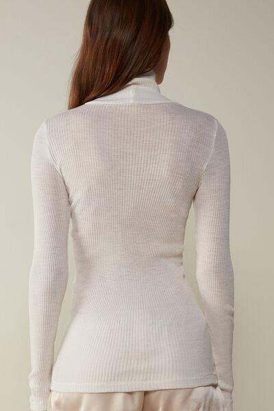 White High-Neck Ribbed Sweater, , large image number 3