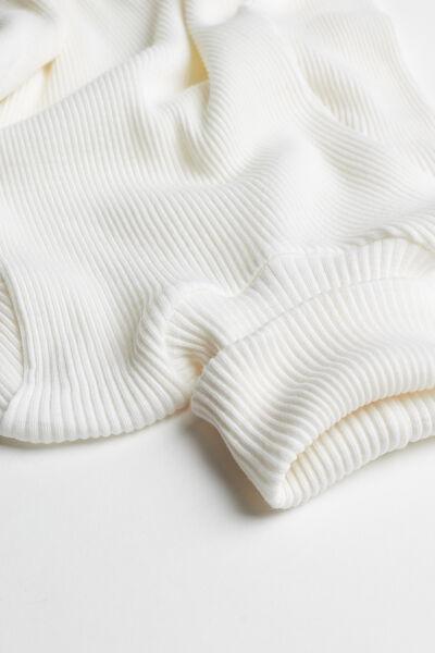 White High-Neck Ribbed Sweater, , large image number 5