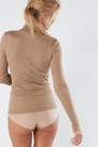 Intimissimi - Beige Long-Sleeve High-Neck Tubular Top In Silk