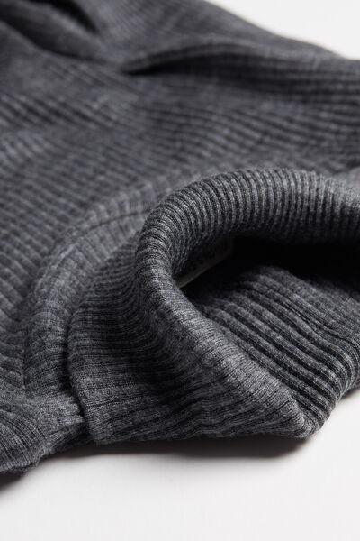 Grey  Long-Sleeve High-Neck Tubular Top In Silk, , large image number 9