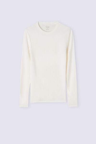 White Long-Sleeved Round-Neck Top, 5601_2127, large image number 2