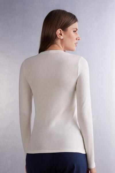 White Long-Sleeved Round-Neck Top, 5601_2127, large image number 3