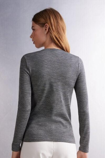 Grey Long-Sleeved Round-Neck Top, 5601_7481, large image number 3