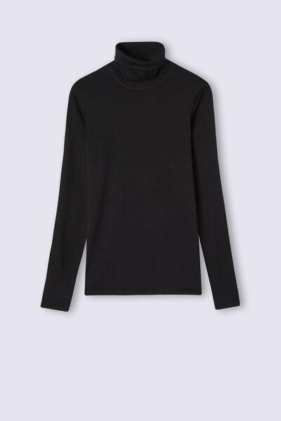 Black Long Sleeve Wool Turtleneck Top, , large image number 2