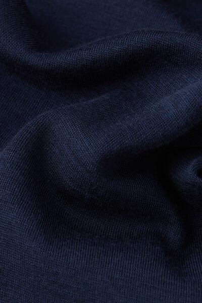 Blue Long Sleeve Cotton Turtleneck Top, 5601_1467, large image number 4