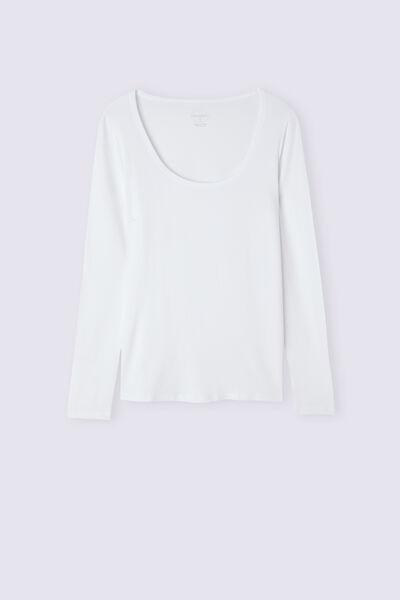 Intimissimi - White Long Sleeve Micromodal Scoop Neck Top