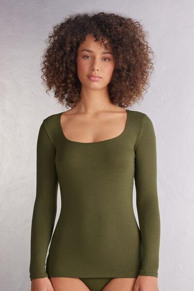 Green Scoop Neck Top, 5601_848J, large image number 0