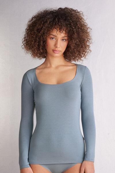 Blue Scoop Neck Top, 5601_850J, large image number 0