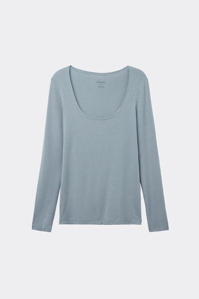 Blue Scoop Neck Top, 5601_850J, large image number 2