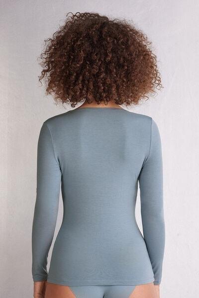 Blue Scoop Neck Top, 5601_850J, large image number 3