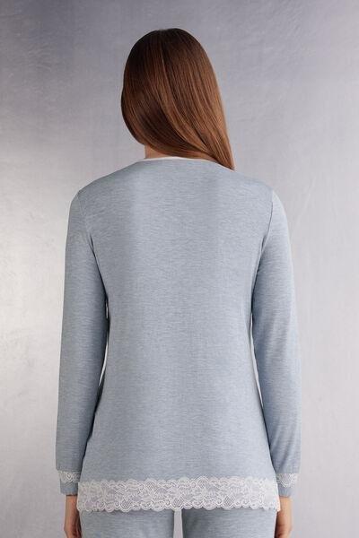 Blue Button-Down Top, 5601_009J, large image number 3