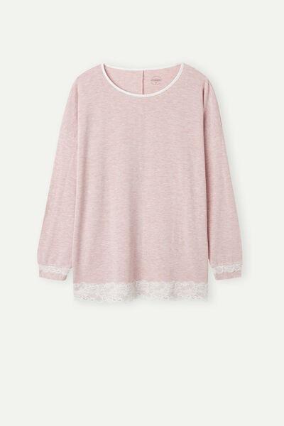 Pink Long-Sleeve Round-Neck Top, , large image number 2