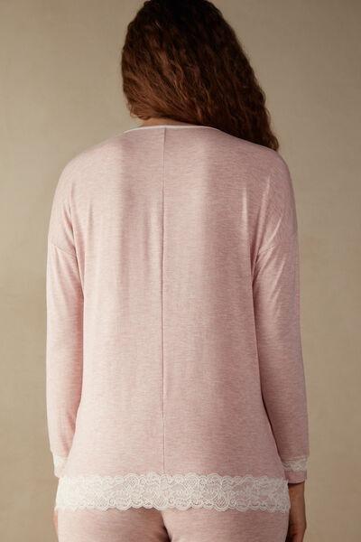 Pink Long-Sleeve Round-Neck Top, , large image number 3