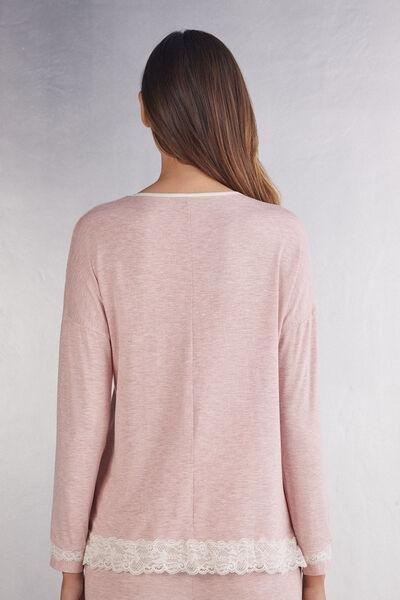 Pink Long-Sleeve Round-Neck Top, 5601_008J, large image number 3