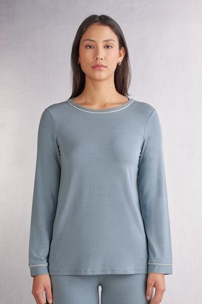 Blue Modal Long-Sleeved Jumper, , medium