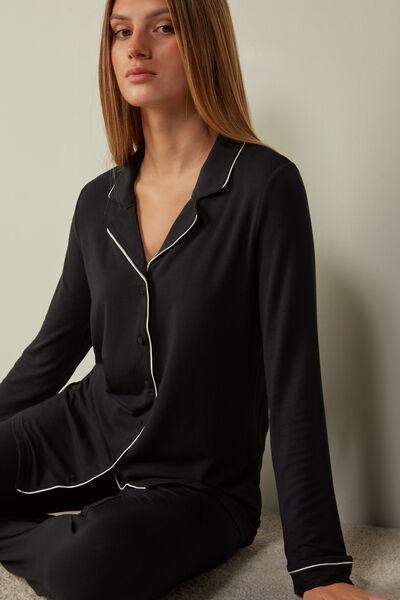Black Long-Sleeve Pyjama Top, , large image number 3