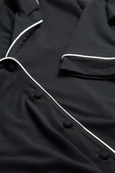 Black Long-Sleeve Pyjama Top, Black, large image number 9