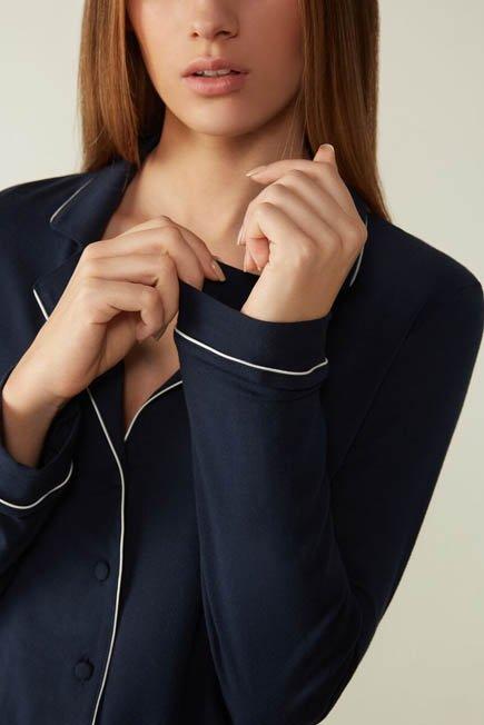 Blue Long-Sleeve Pyjama Top, , large image number 2
