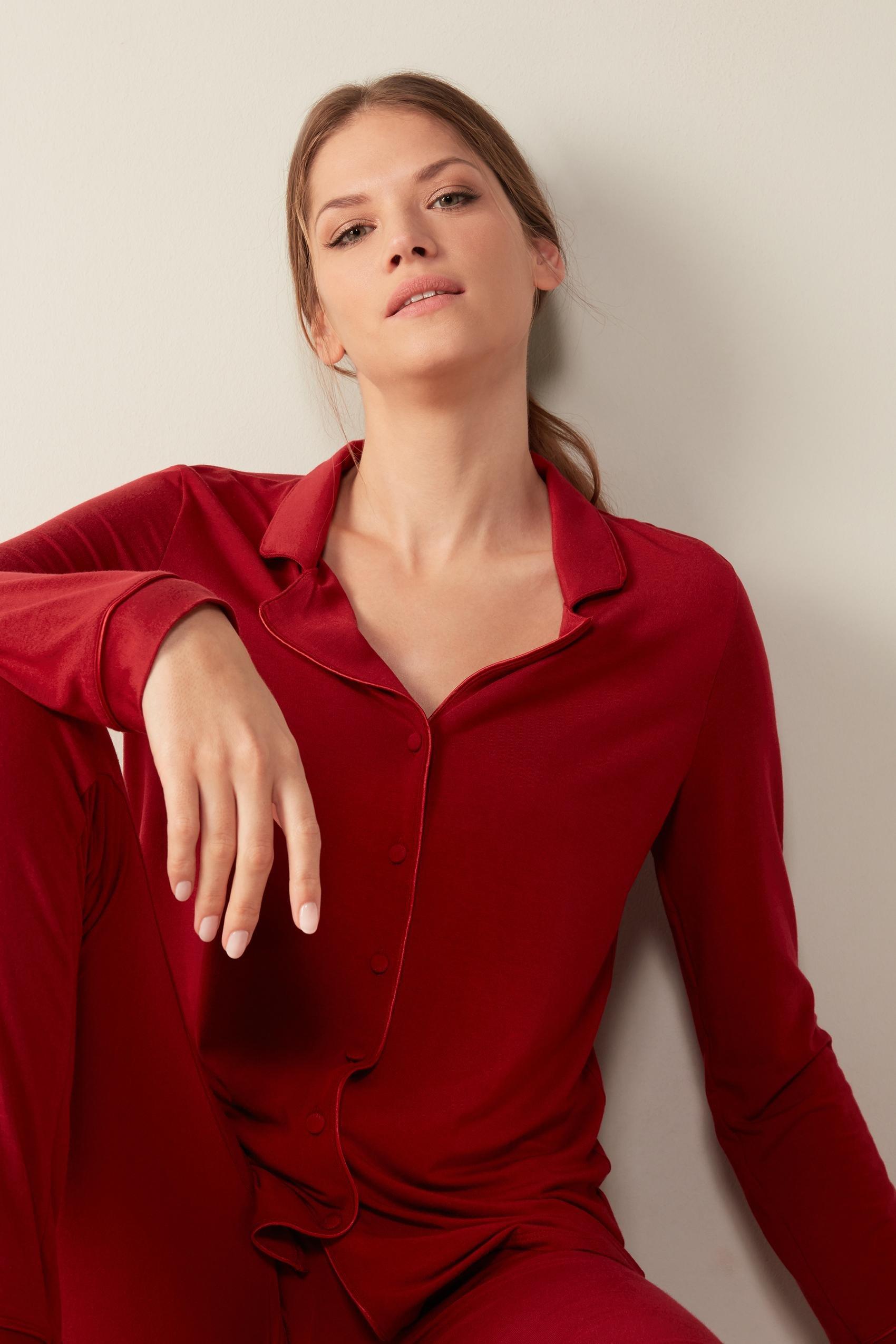 Red Long-Sleeve Pyjama Top, , large image number 9