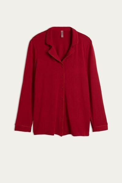 Red Long-Sleeve Modal Pyjama Top, Red, large image number 12