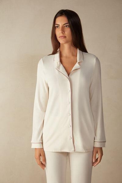 White Long-Sleeve Pyjama Top, , large image number 0