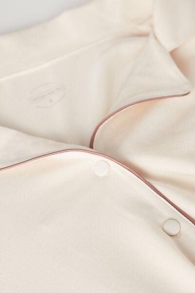 White Long-Sleeve Pyjama Top, Vanilla Ivory, large image number 4