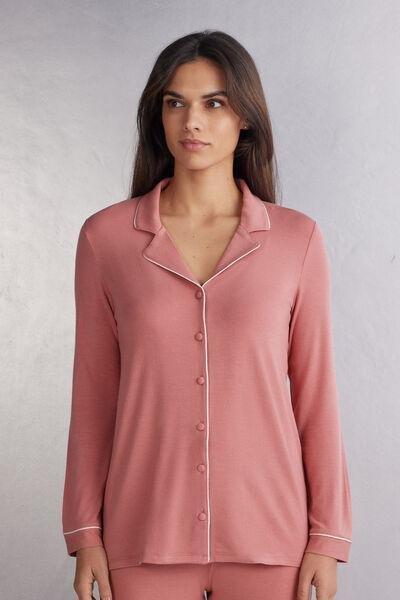 Pink Long-Sleeve Micro Modal Jacket, , large image number 0