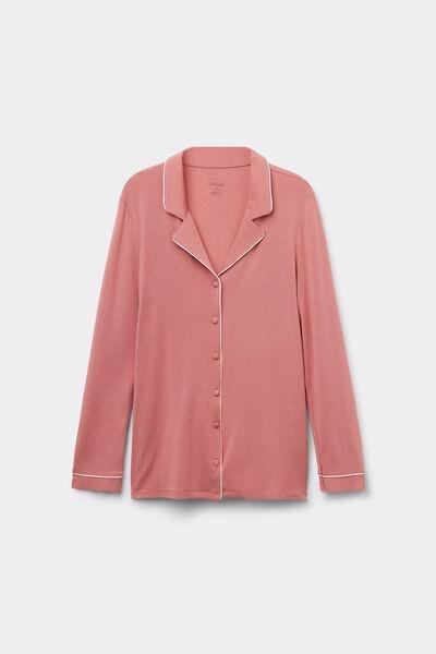 Pink Long-Sleeve Micro Modal Jacket, , large image number 2