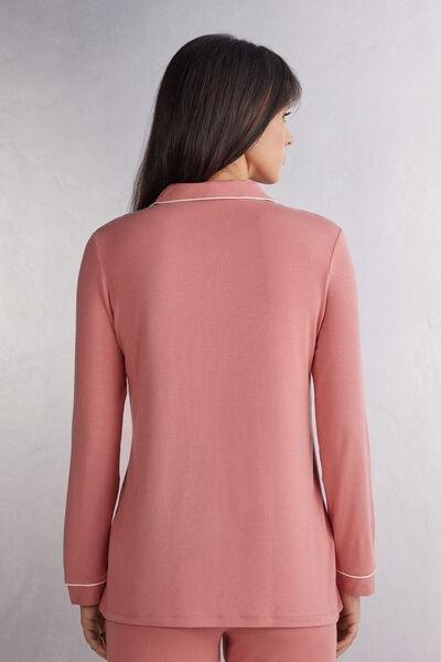 Pink Long-Sleeve Micro Modal Jacket, , large image number 3