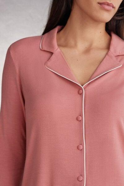 Pink Long-Sleeve Micro Modal Pyjama Top, 5601_849J, large image number 5