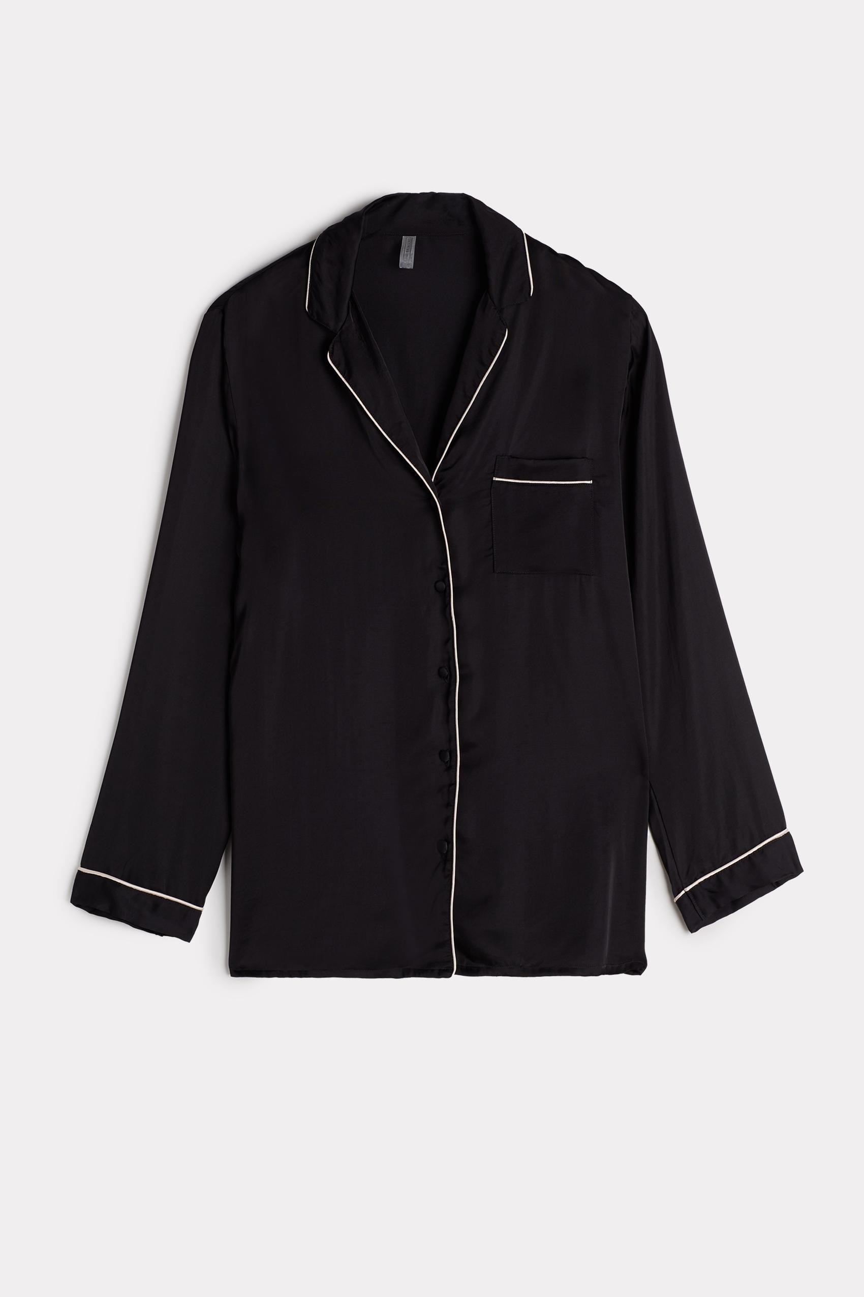 Black Mannish-Cut Satin Jacket, , large image number 2